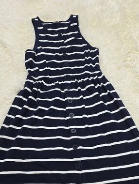 Navy and White Striped Sleeveless Dress